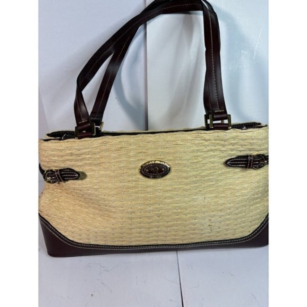 Etienne Aigner Vintage Woven  With Leather Trim‎ Purse Shoulder Strap Crossbody